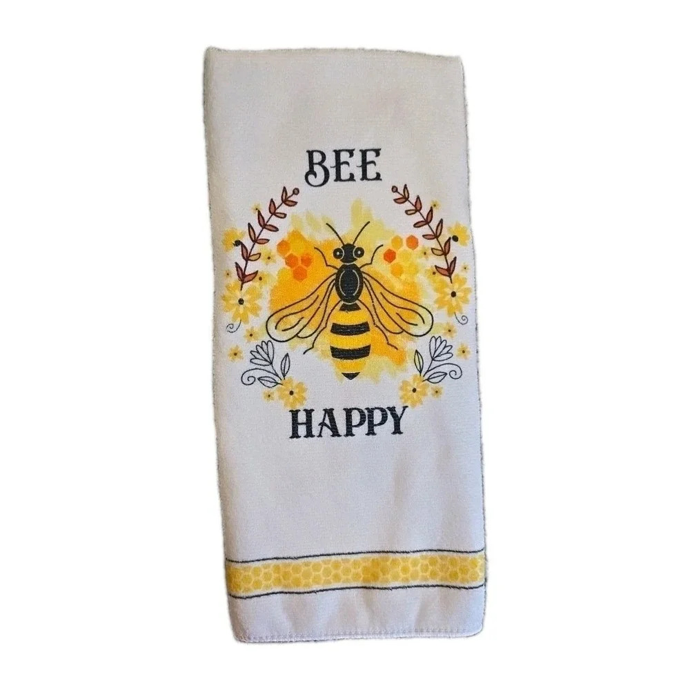 4pc‎ Honey Bee Bamboo Wooden Spoon Set Kitchen Utensils & Dish Towel